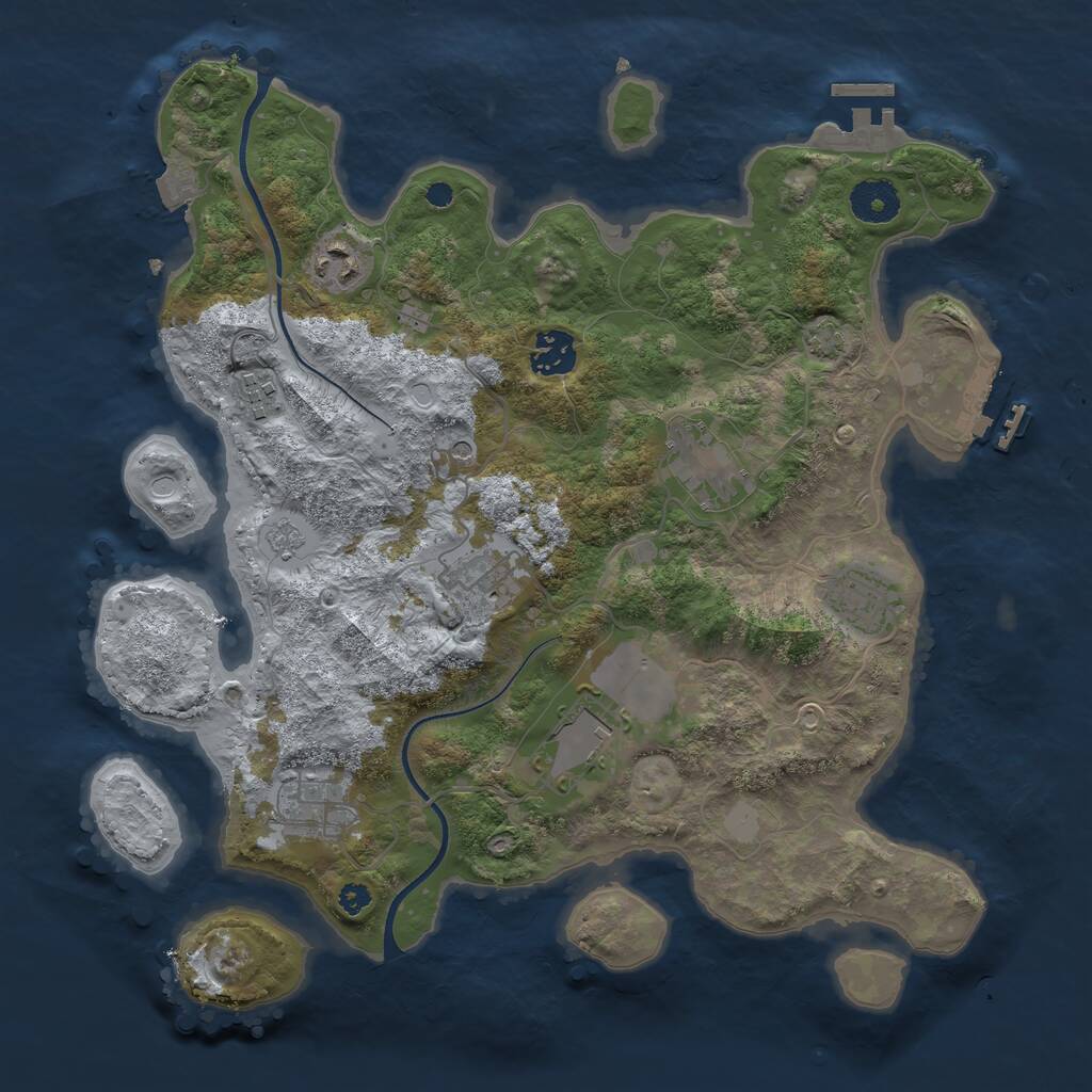 Rust Map: Procedural Map, Size: 3500, Seed: 1190532361, 14 Monuments
