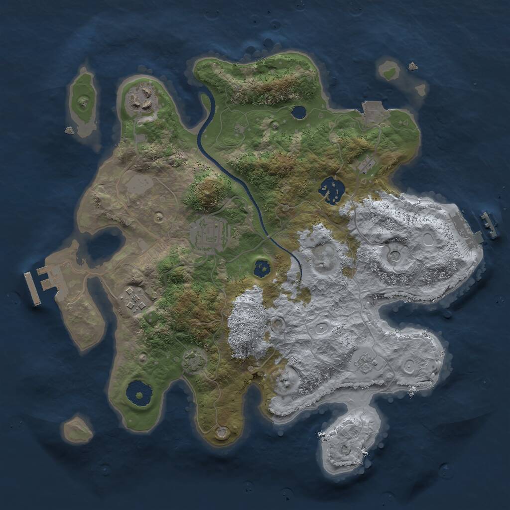 Rust Map: Procedural Map, Size: 3000, Seed: 7651349, 10 Monuments