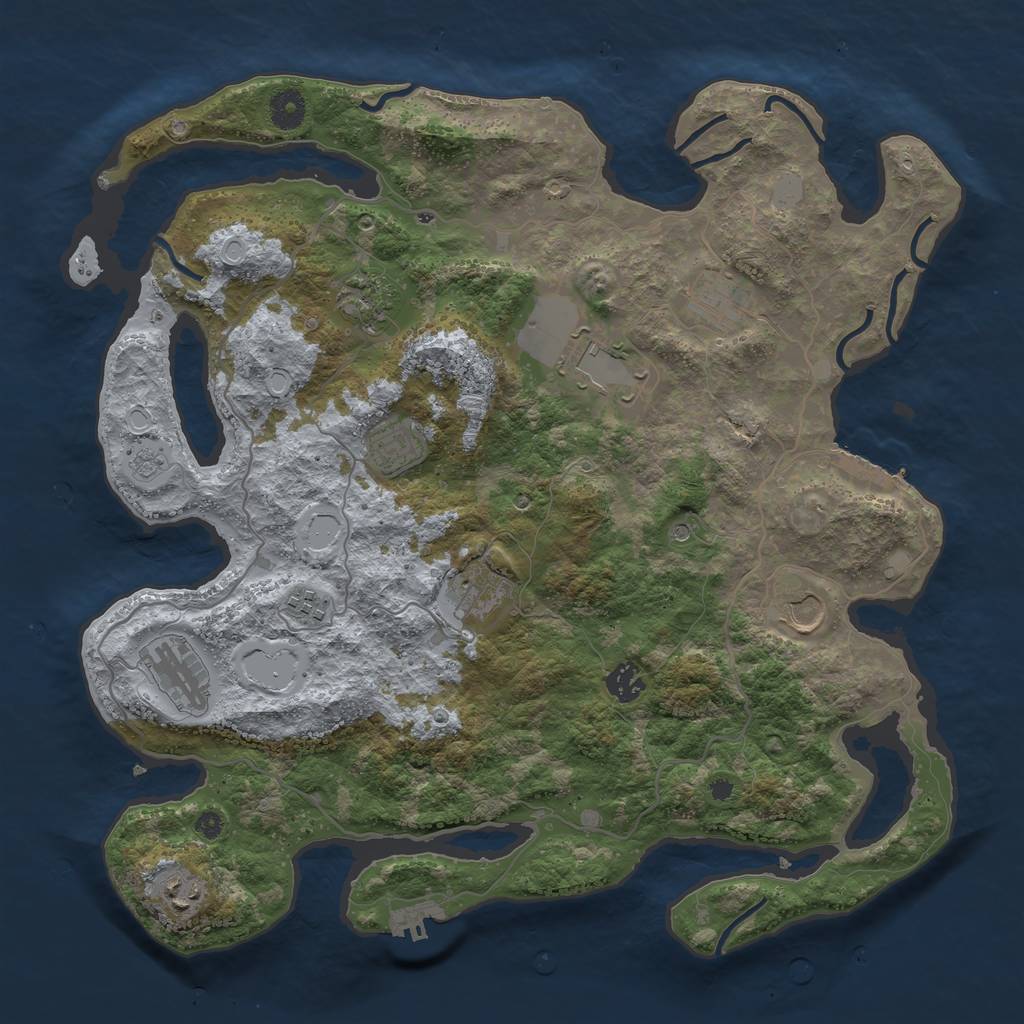 Rust Map: Procedural Map, Size: 4000, Seed: 401044449, 17 Monuments