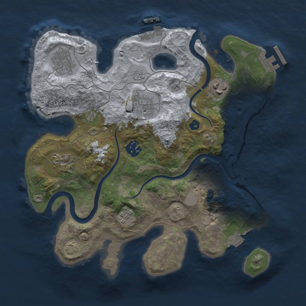 Rust Map: Procedural Map, Size: 3000, Seed: 1937623745, 12 Monuments