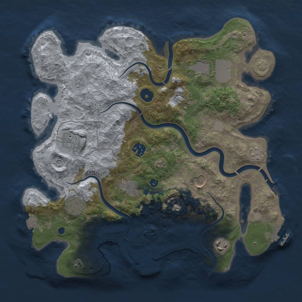Rust Map: Procedural Map, Size: 3500, Seed: 76284900, 15 Monuments