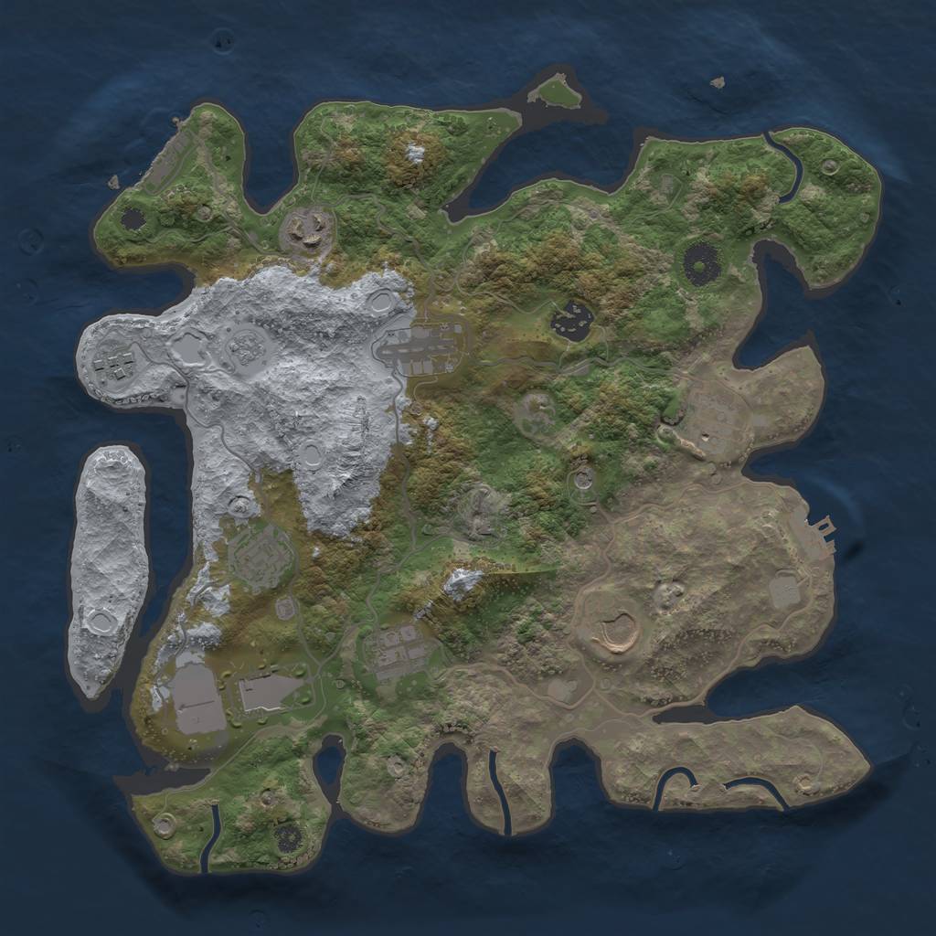 Rust Map: Procedural Map, Size: 3500, Seed: 2002095389, 16 Monuments