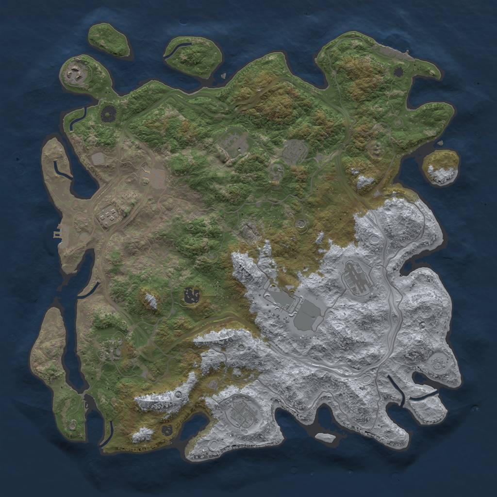 Rust Map: Procedural Map, Size: 4500, Seed: 2066951548, 17 Monuments