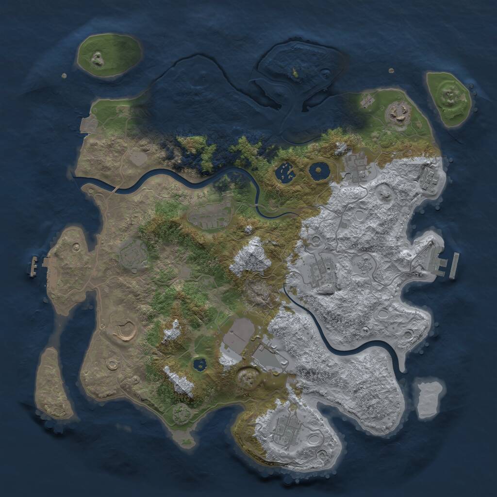 Rust Map: Procedural Map, Size: 3800, Seed: 56671, 16 Monuments