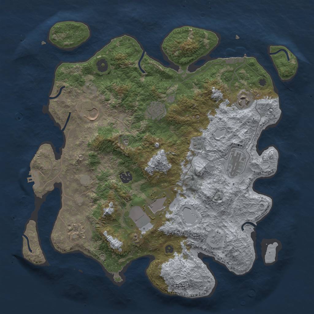 Rust Map: Procedural Map, Size: 3800, Seed: 56671, 15 Monuments