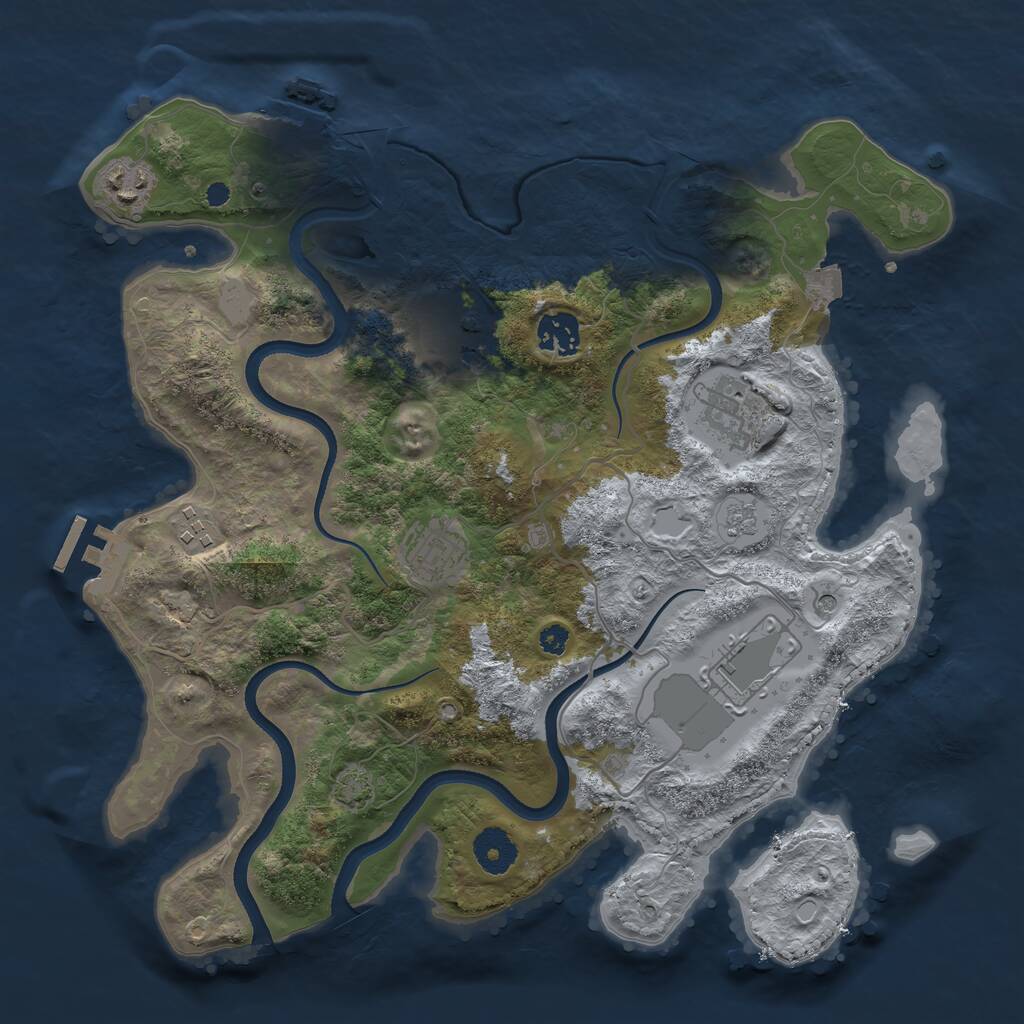 Rust Map: Procedural Map, Size: 3500, Seed: 54699764, 13 Monuments