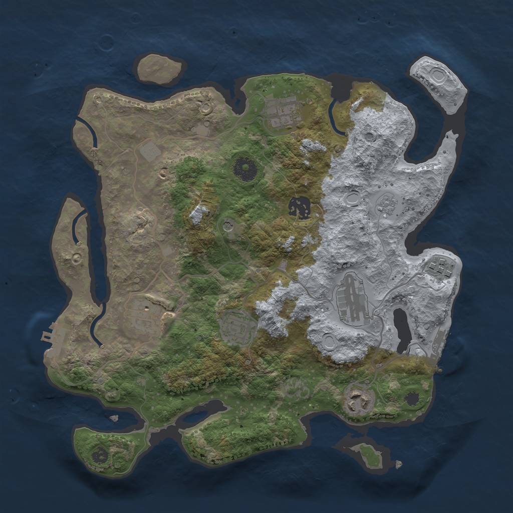 Rust Map: Procedural Map, Size: 3250, Seed: 1377454183, 14 Monuments