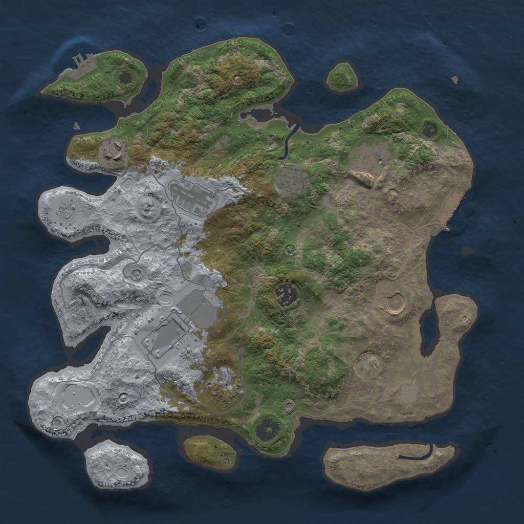 Rust Map: Procedural Map, Size: 3500, Seed: 390621, 15 Monuments