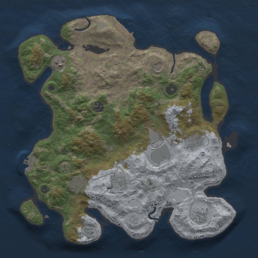 Rust Map: Procedural Map, Size: 3500, Seed: 843726532, 16 Monuments