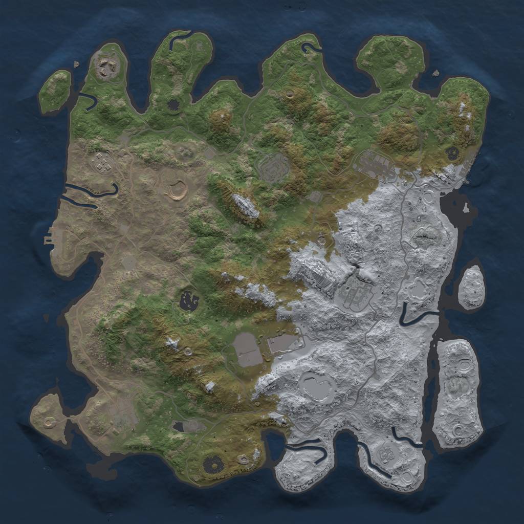 Rust Map: Procedural Map, Size: 4000, Seed: 2126741063, 16 Monuments