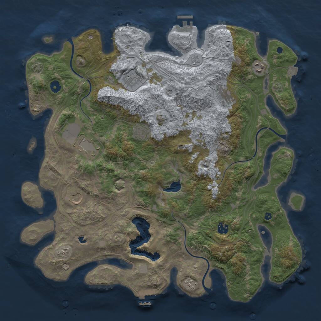 Rust Map: Procedural Map, Size: 4250, Seed: 957755281, 14 Monuments