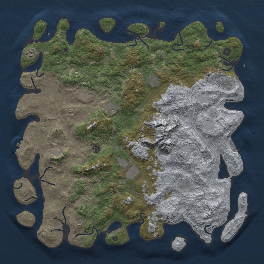 Rust Map: Procedural Map, Size: 5000, Seed: 735634591, 17 Monuments