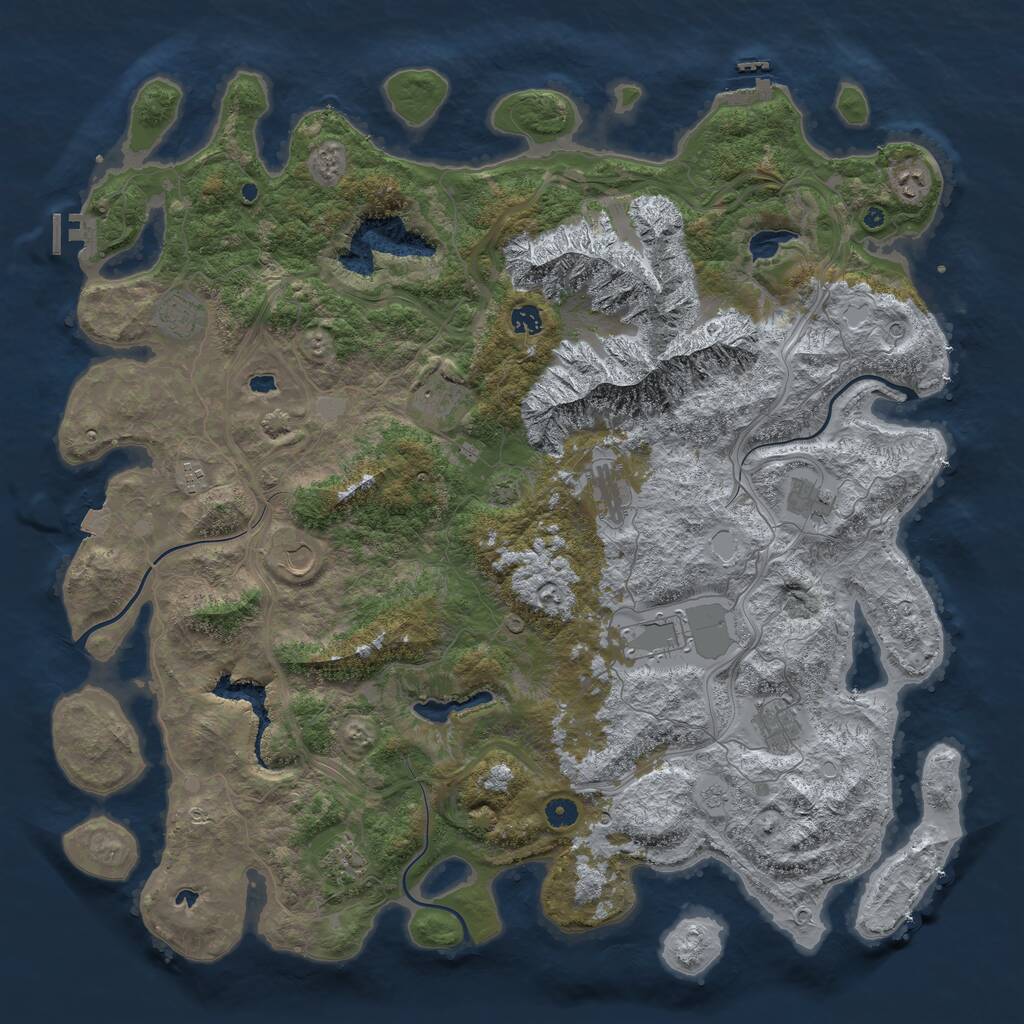 Rust Map: Procedural Map, Size: 5000, Seed: 735634591, 17 Monuments