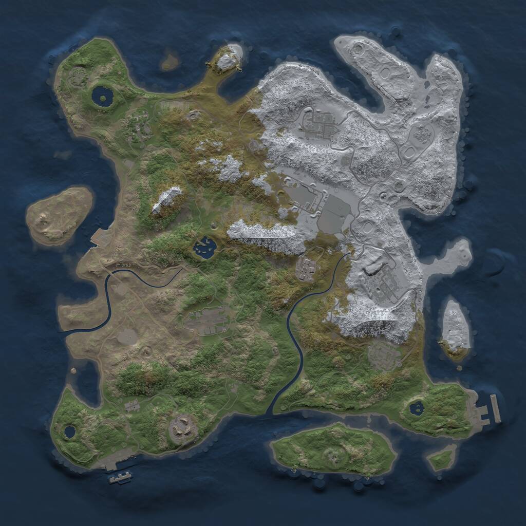 Rust Map: Procedural Map, Size: 3700, Seed: 834180027, 14 Monuments