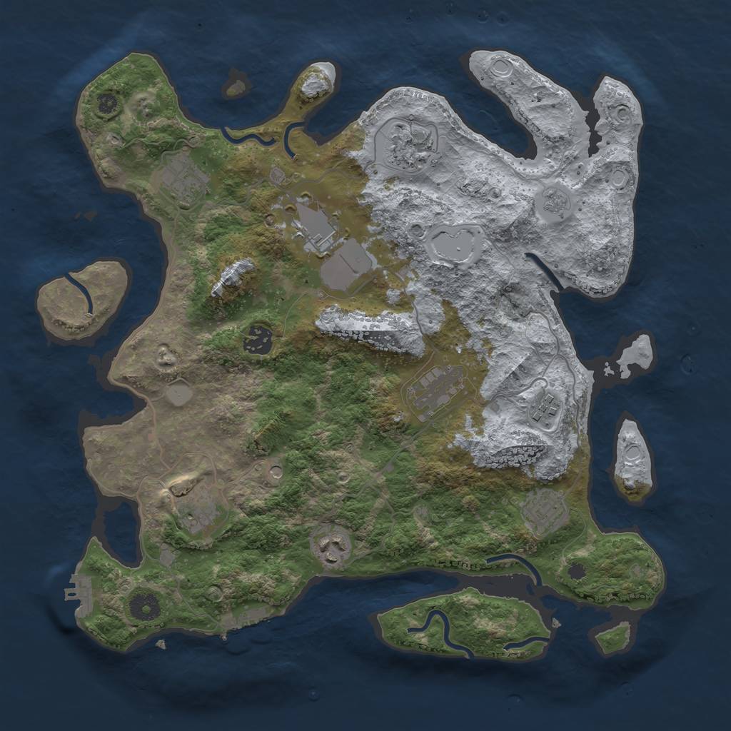 Rust Map: Procedural Map, Size: 3700, Seed: 834180027, 16 Monuments