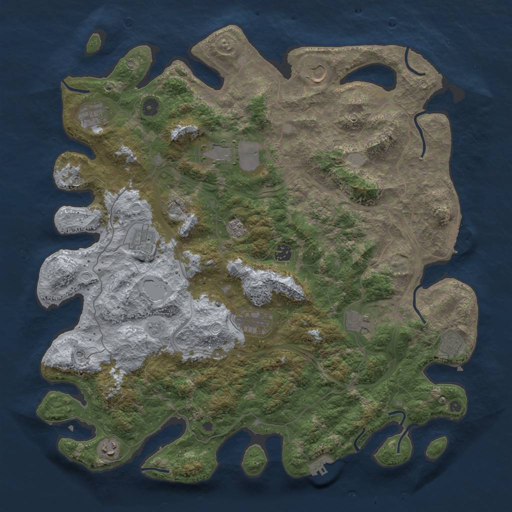 Rust Map: Procedural Map, Size: 4500, Seed: 21472534, 17 Monuments
