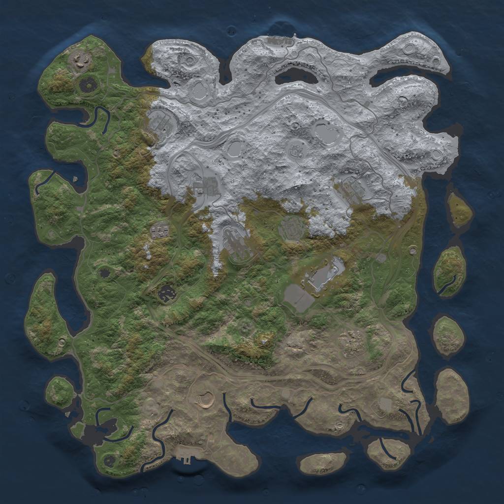 Rust Map: Procedural Map, Size: 4500, Seed: 608008764, 18 Monuments