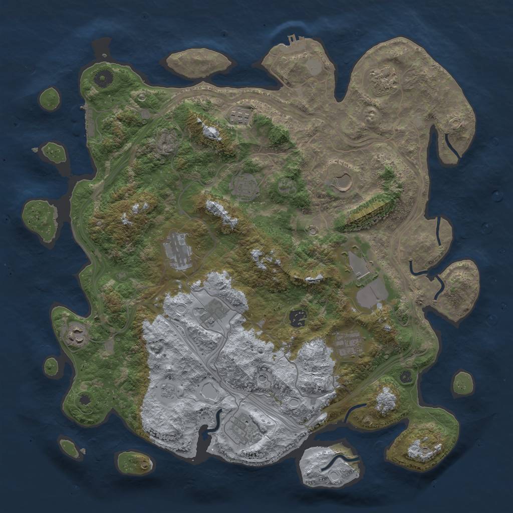 Rust Map: Procedural Map, Size: 4250, Seed: 932499218, 18 Monuments