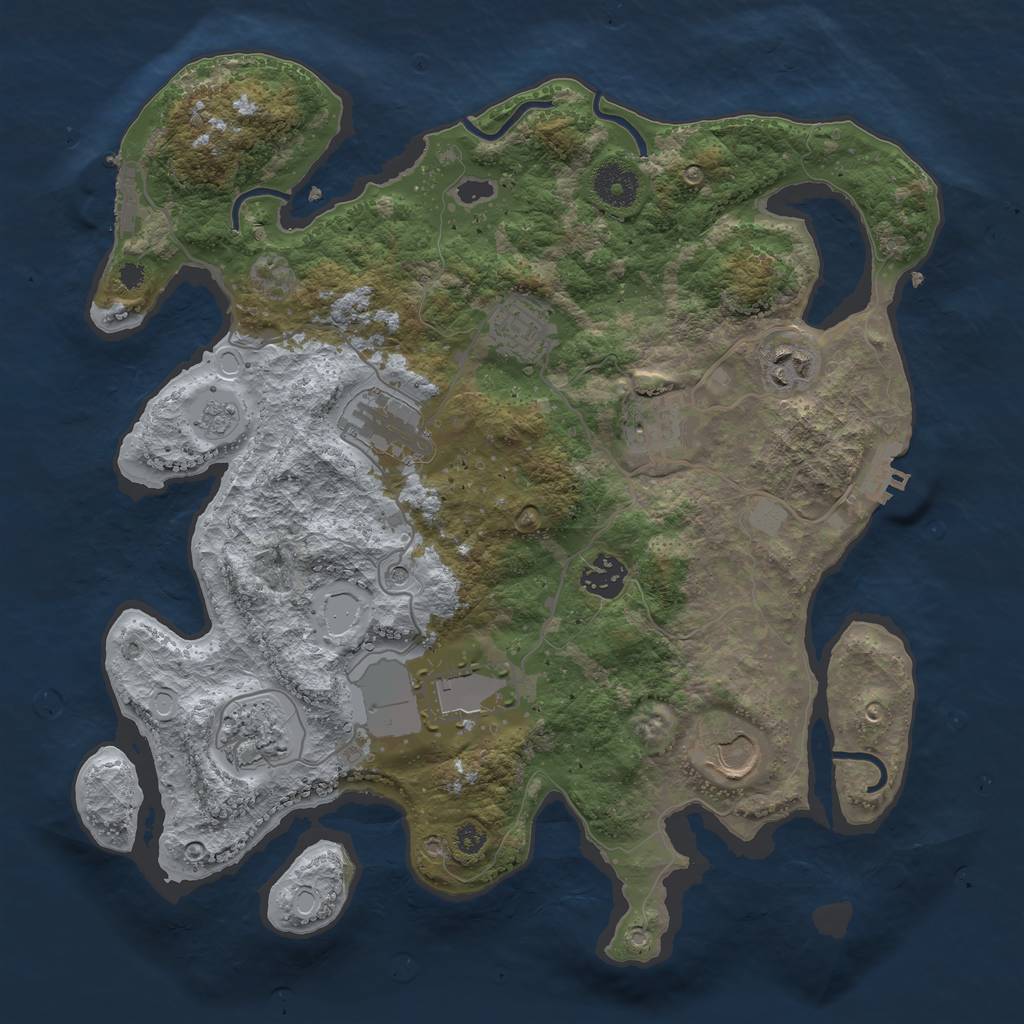 Rust Map: Procedural Map, Size: 3500, Seed: 1723327083, 15 Monuments