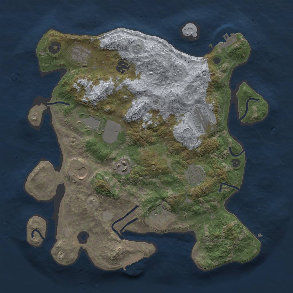 Rust Map: Procedural Map, Size: 3500, Seed: 1215527357, 15 Monuments