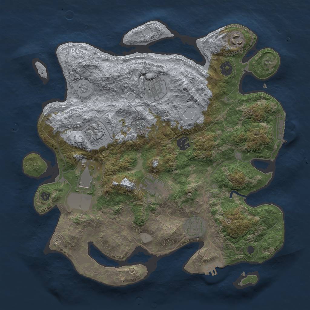 Rust Map: Procedural Map, Size: 3500, Seed: 1285070, 14 Monuments