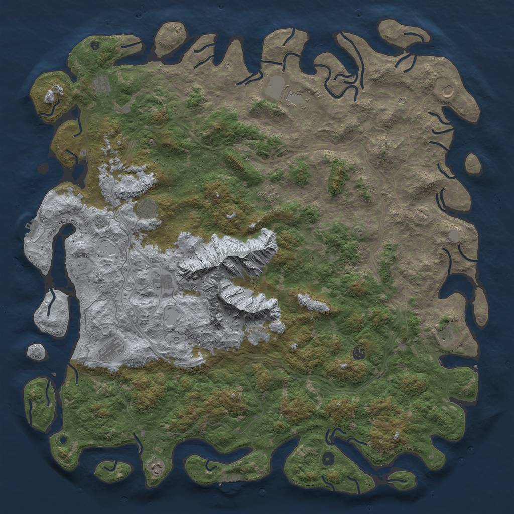 Rust Map: Procedural Map, Size: 6000, Seed: 1036372537, 18 Monuments
