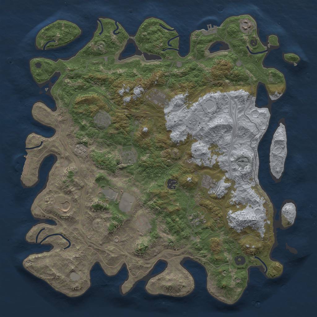 Rust Map: Procedural Map, Size: 4500, Seed: 2031054597, 18 Monuments