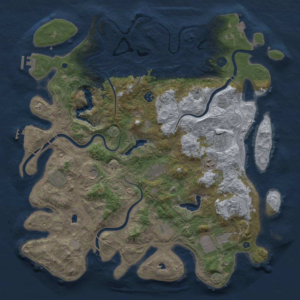 Rust Map: Procedural Map, Size: 4500, Seed: 2031054597, 16 Monuments