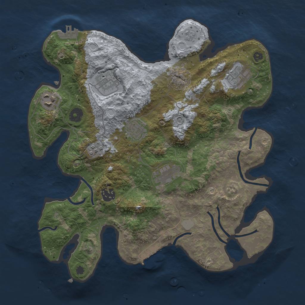 Rust Map: Procedural Map, Size: 3250, Seed: 1164136217, 14 Monuments