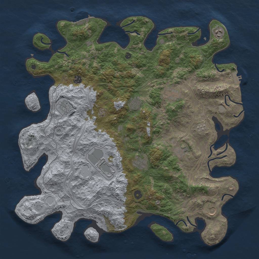 Rust Map: Procedural Map, Size: 4500, Seed: 265441144, 17 Monuments