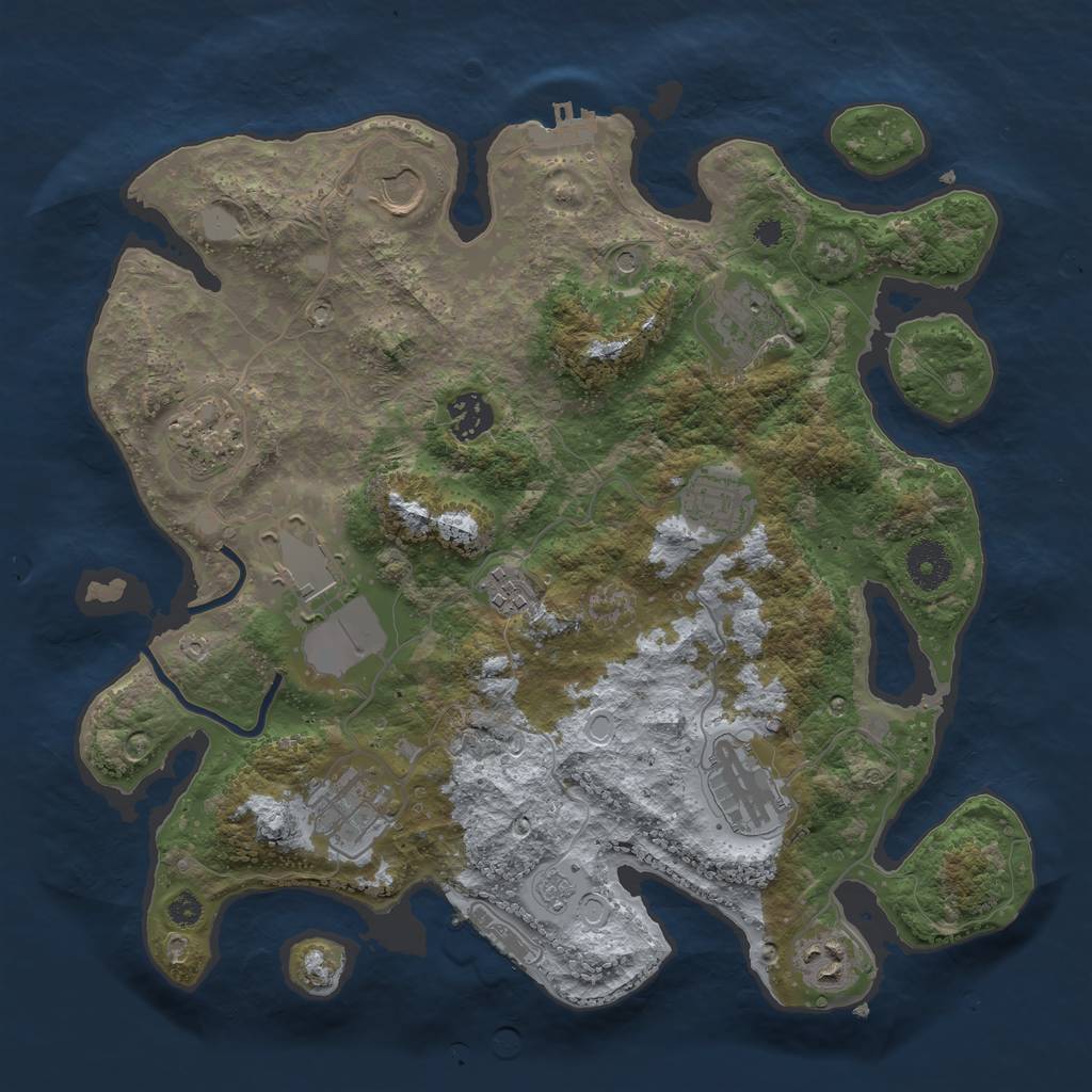 Rust Map: Procedural Map, Size: 3500, Seed: 280600293, 17 Monuments