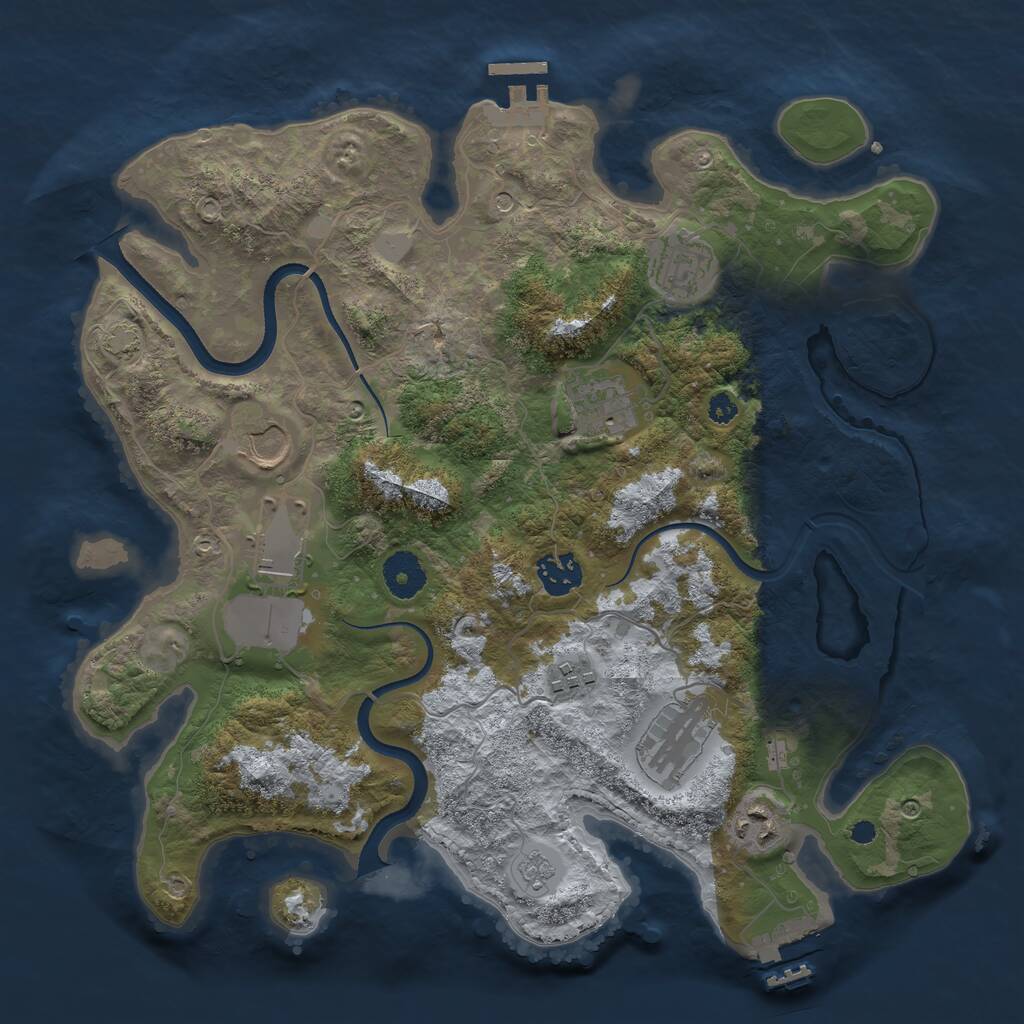 Rust Map: Procedural Map, Size: 3500, Seed: 280600293, 14 Monuments