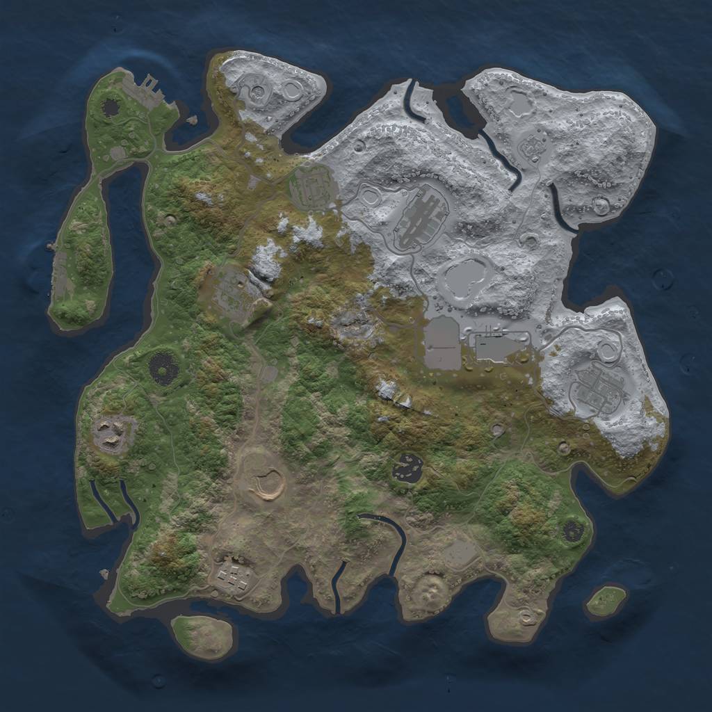 Rust Map: Procedural Map, Size: 3500, Seed: 32912, 16 Monuments