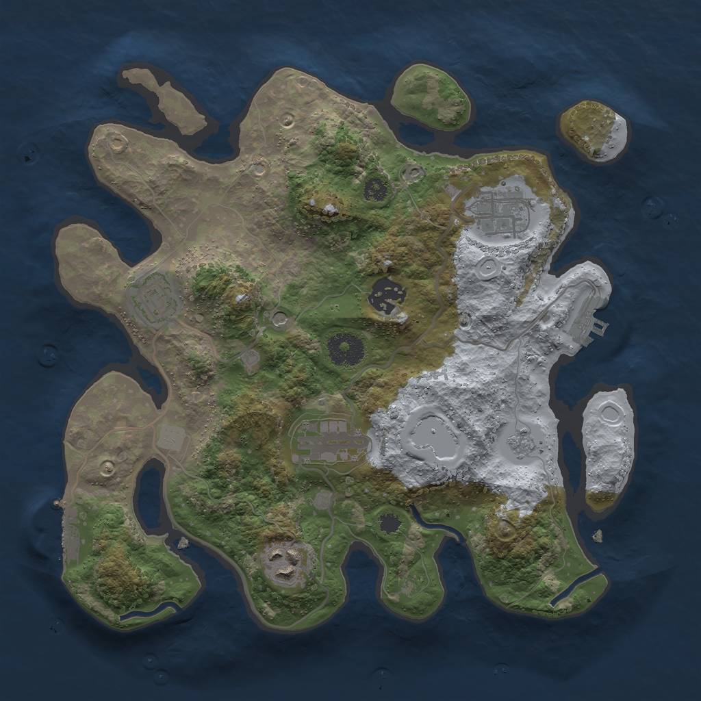 Rust Map: Procedural Map, Size: 3000, Seed: 26074506, 12 Monuments