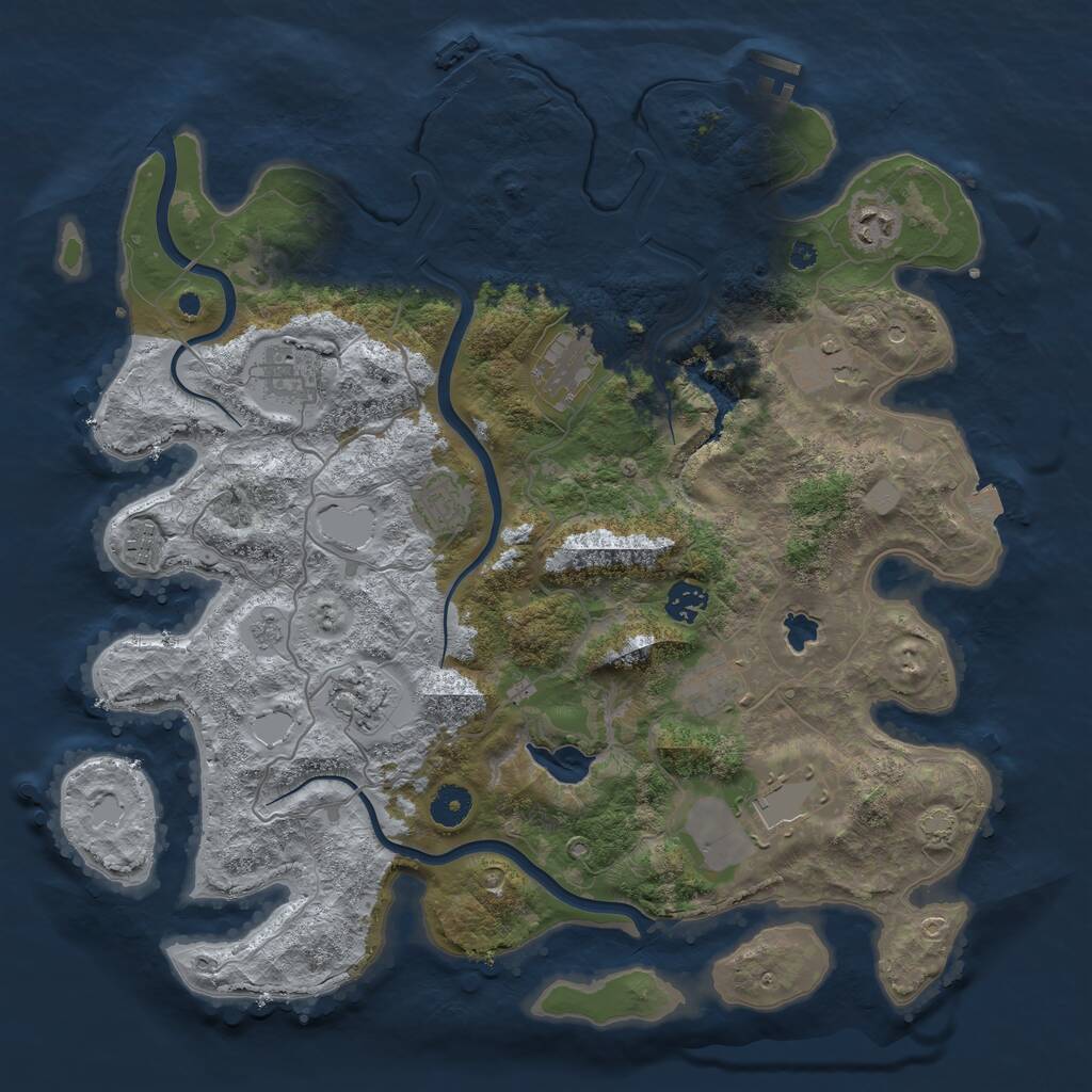 Rust Map: Procedural Map, Size: 4000, Seed: 321527751, 16 Monuments