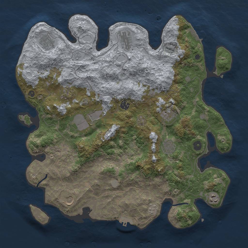 Rust Map: Procedural Map, Size: 4000, Seed: 342132131, 17 Monuments