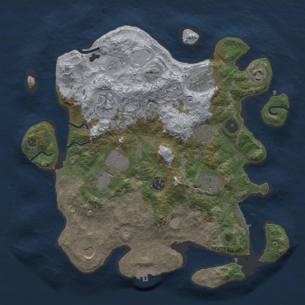 Rust Map: Procedural Map, Size: 3500, Seed: 2142133512, 16 Monuments