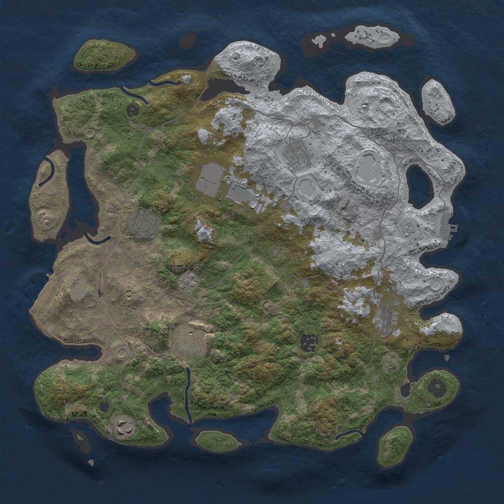Rust Map: Procedural Map, Size: 4051, Seed: 1234567890, 15 Monuments
