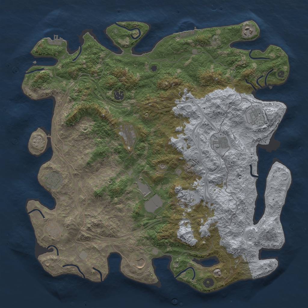 Rust Map: Procedural Map, Size: 4500, Seed: 763279418, 18 Monuments