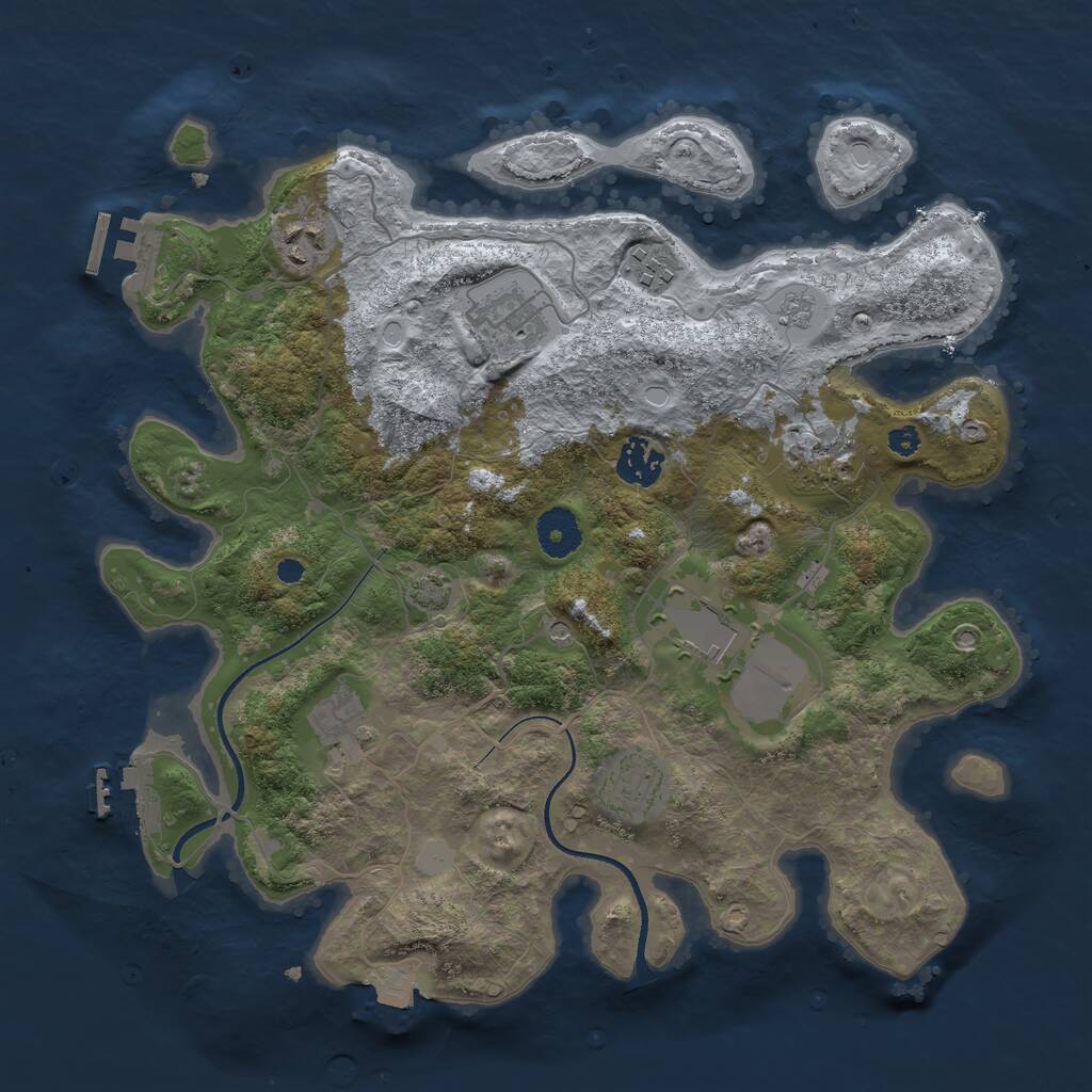 Rust Map: Procedural Map, Size: 3500, Seed: 986493040, 14 Monuments