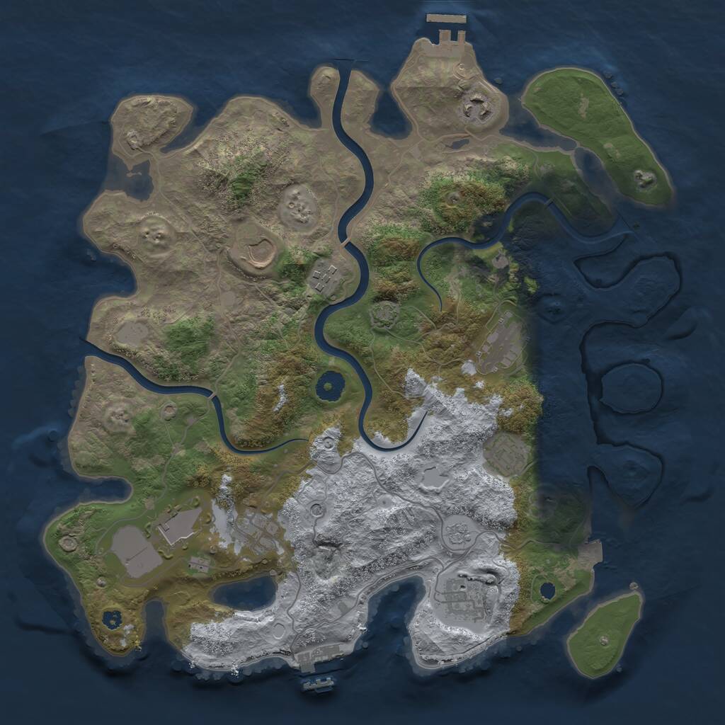 Rust Map: Procedural Map, Size: 3700, Seed: 1776374192, 14 Monuments