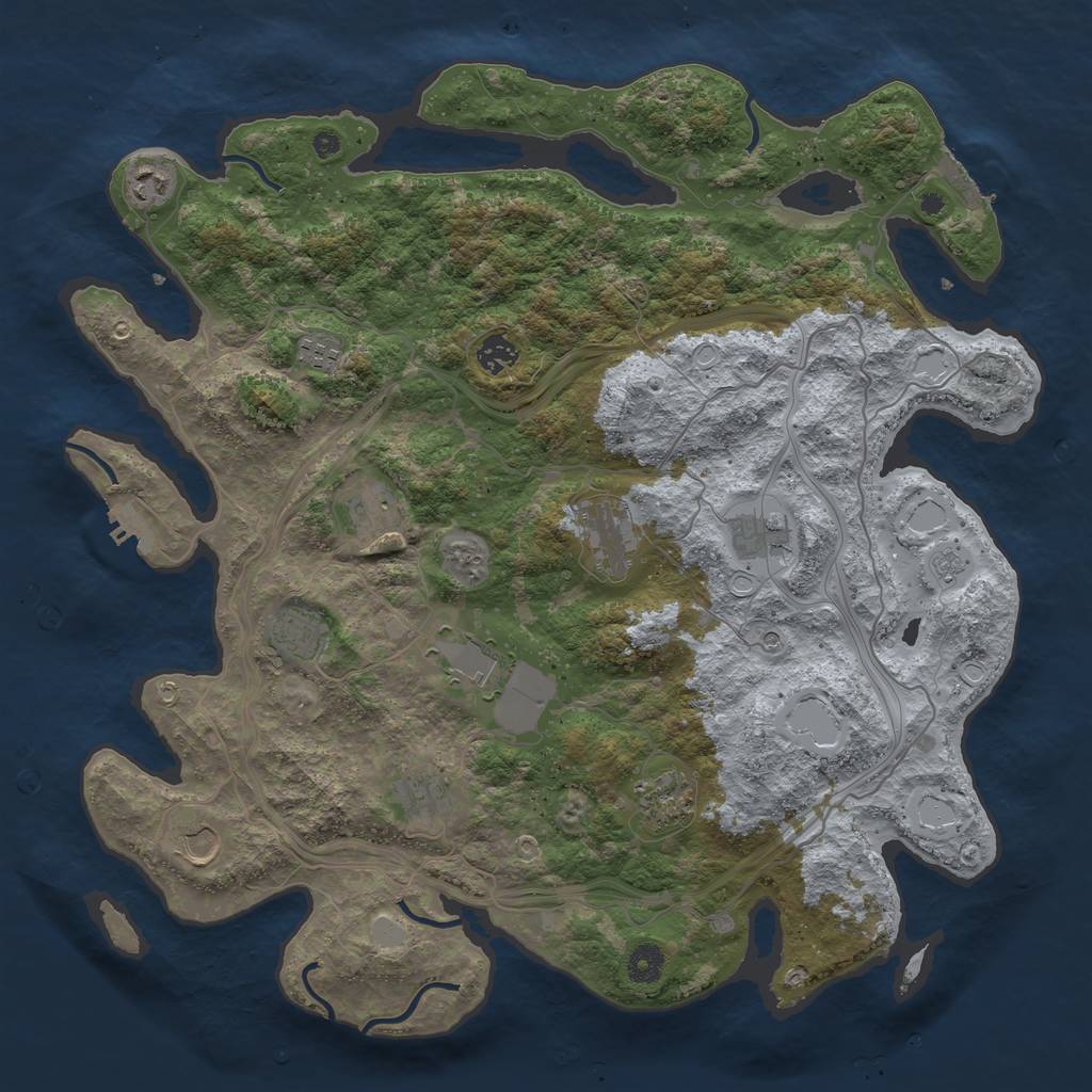 Rust Map: Procedural Map, Size: 4250, Seed: 437853809, 18 Monuments