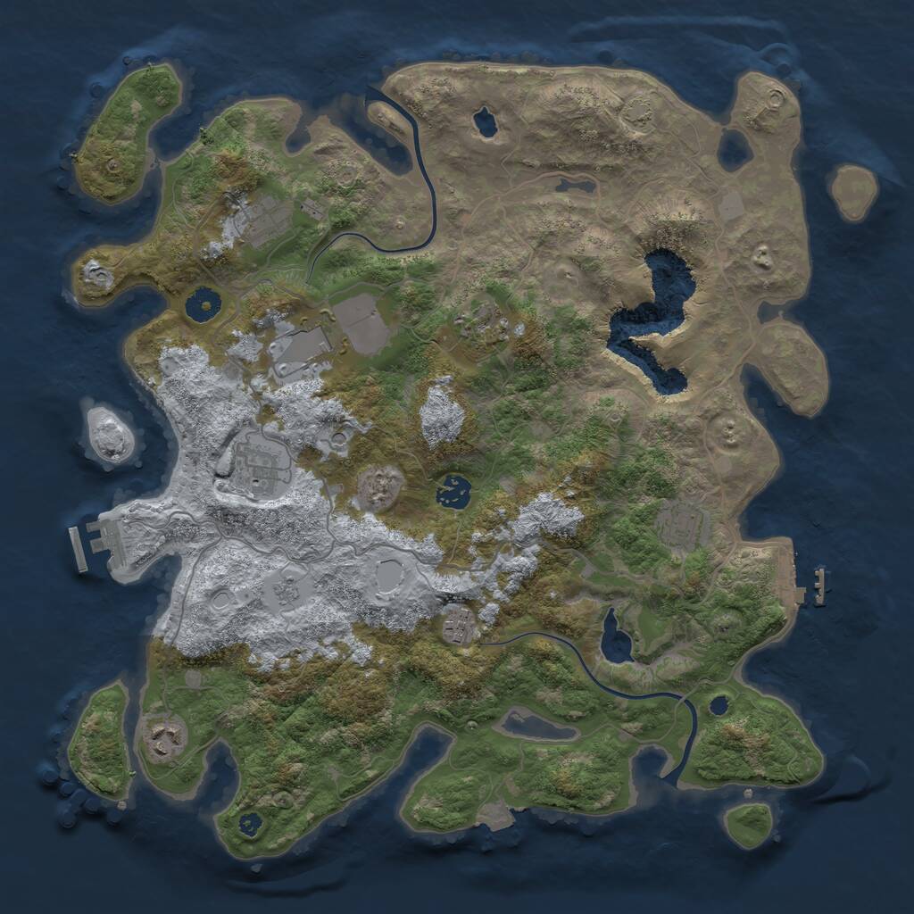 Rust Map: Procedural Map, Size: 4000, Seed: 1468142364, 14 Monuments