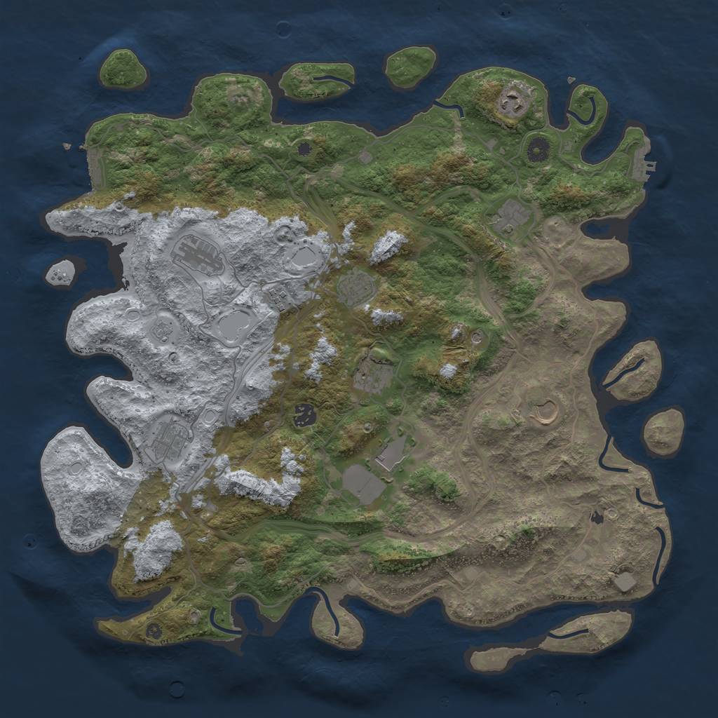 Rust Map: Procedural Map, Size: 4500, Seed: 71225, 17 Monuments