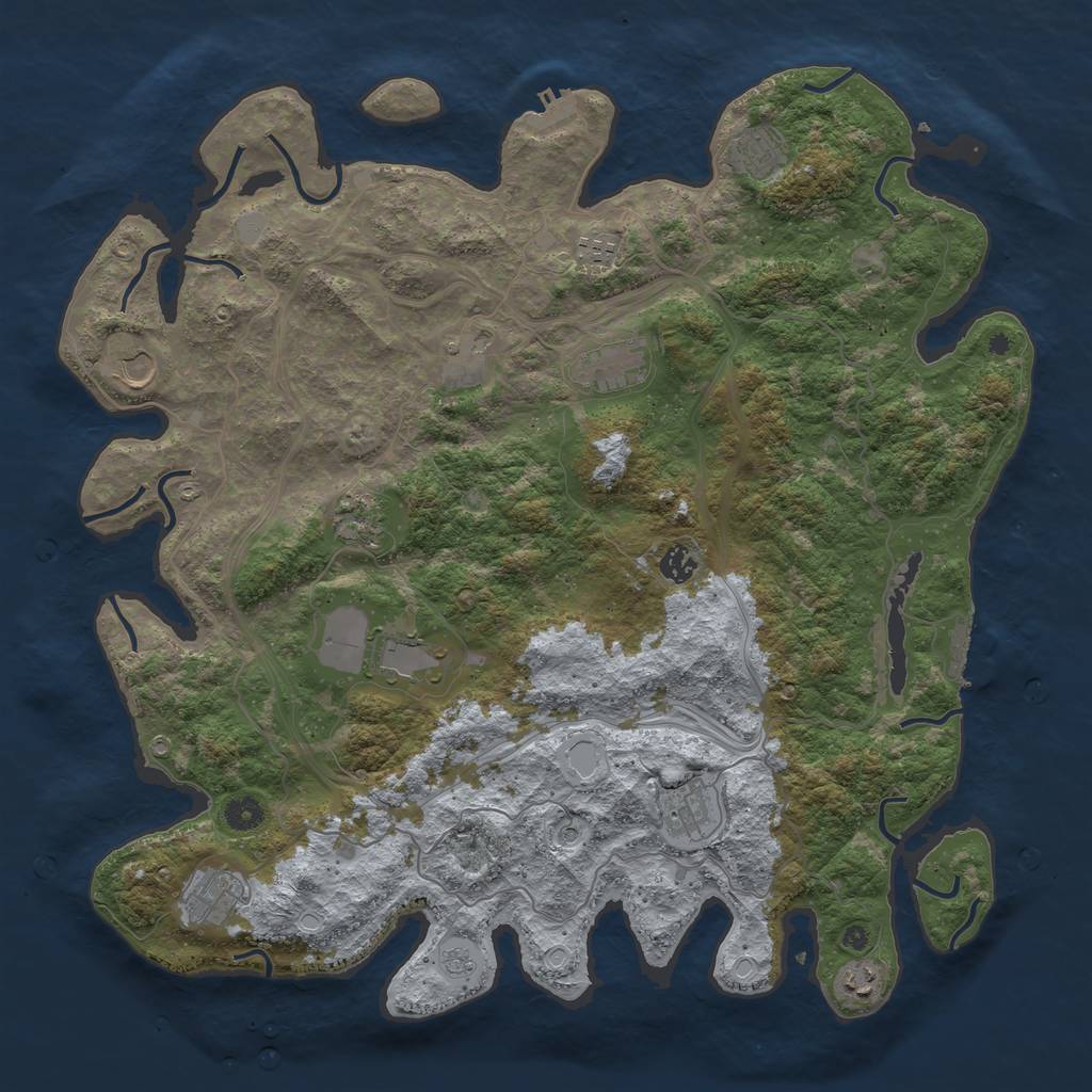 Rust Map: Procedural Map, Size: 4500, Seed: 8500, 18 Monuments