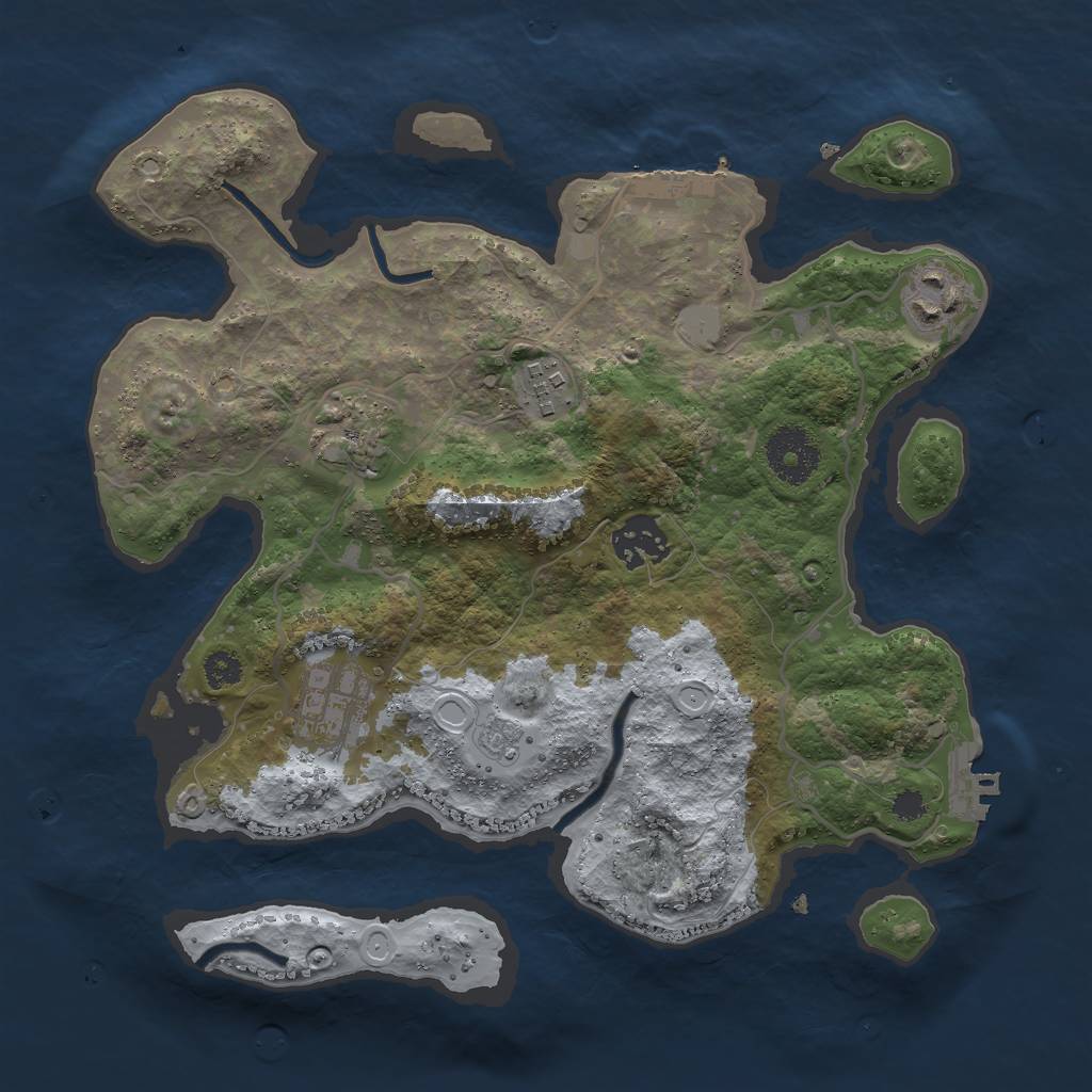 Rust Map: Procedural Map, Size: 3000, Seed: 2049128471, 11 Monuments