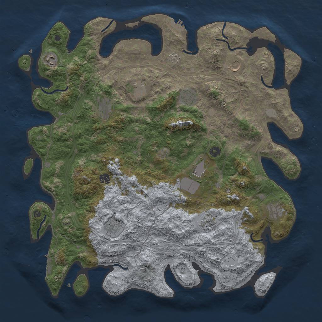 Rust Map: Procedural Map, Size: 4500, Seed: 15489114, 18 Monuments