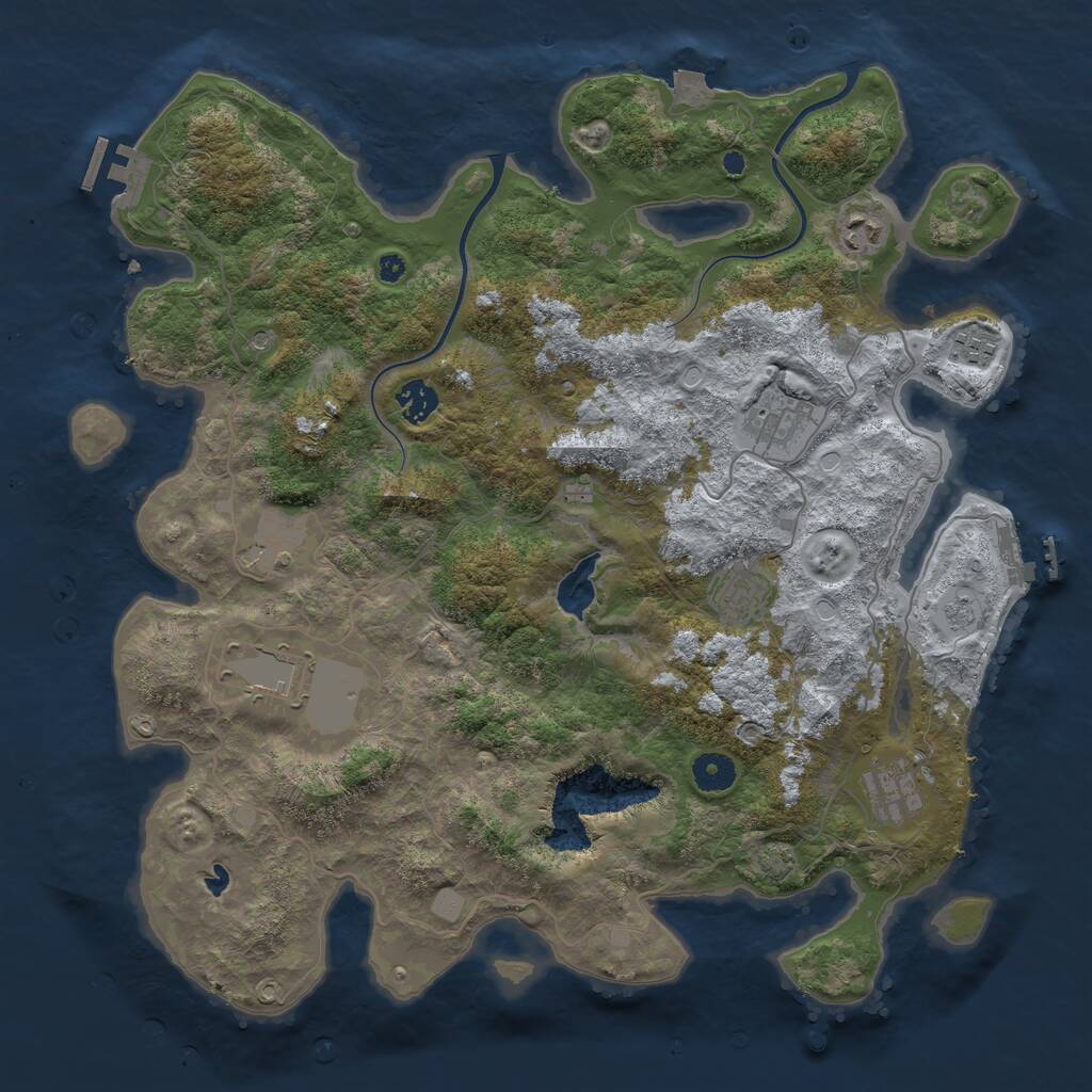 Rust Map: Procedural Map, Size: 4000, Seed: 1297492527, 14 Monuments