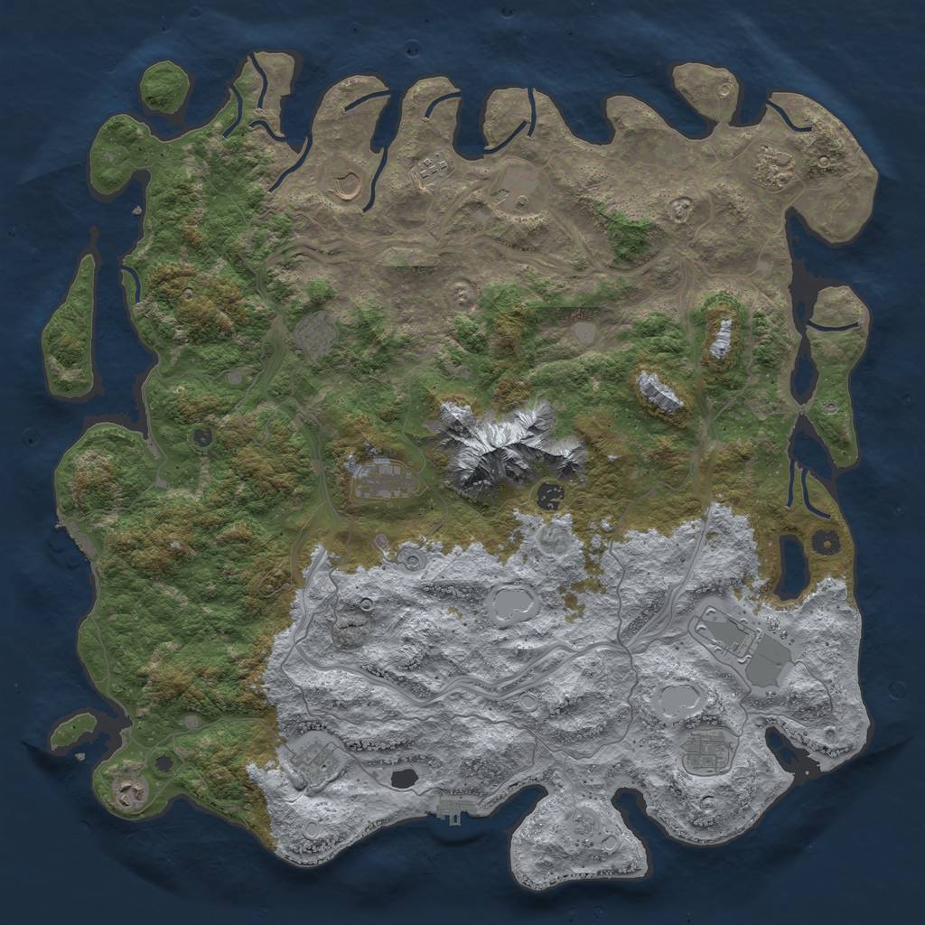 Rust Map: Procedural Map, Size: 5000, Seed: 1850, 18 Monuments