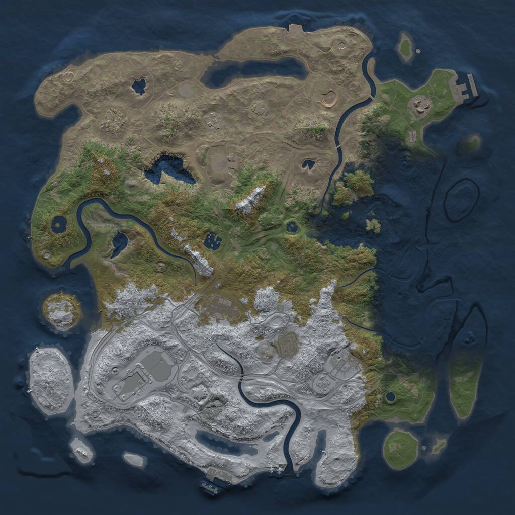 Rust Map: Procedural Map, Size: 4500, Seed: 1131912409, 16 Monuments
